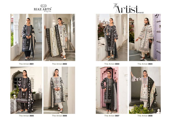 The Artist Vol 2 By Riaz Arts Printed Lawn Karachi Cotton Dress Material Wholesale Shop In Surat
